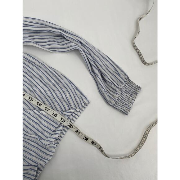 Hollister Blue White Stripe Long Sleeve Crop Wrap Top Medium NWT - Picture 9 of 9